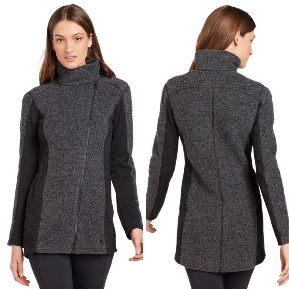 Kuhl Kozet Long Jacket Wool Blend Fleece Full Zip Hiking Outdoors Cozy Warm Med